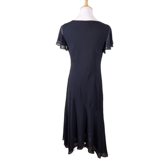 NWT Adrianna Pappel Dress SS High Low Hem Black w Floral Detailing, sz 10 - Picture 2 of 11